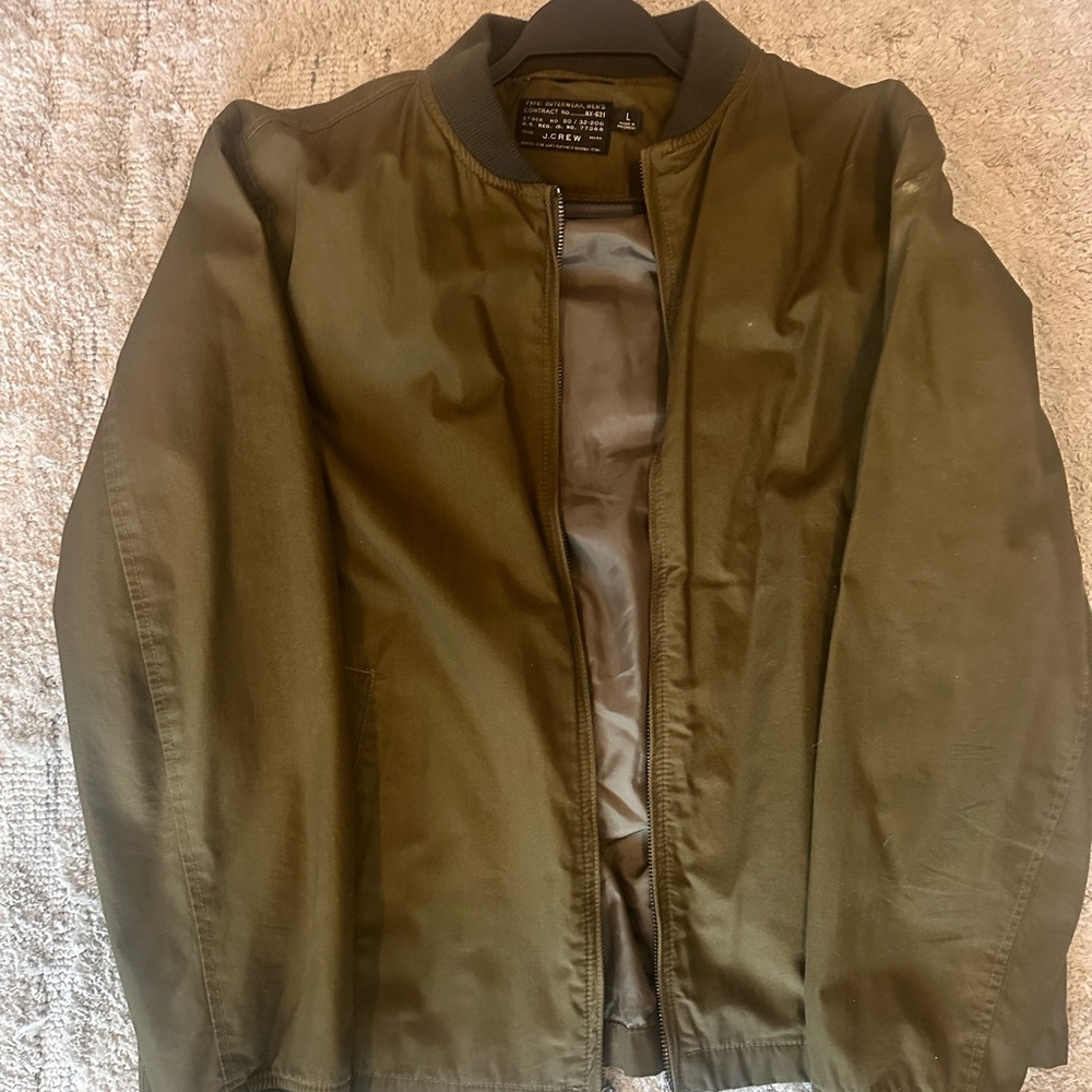 Men's Olive Green Bomber Jacket - J Crew